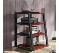 Soporte multimedia AV de 4 niveles, multifuncional, gabinete de almacenamiento abierto, estante de audio para oficina en casa y teatro, solución moderna de almacenamiento de medios (rojo)