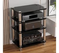 Soporte Multimedia AV de Varios Niveles, Soportes Gabinete de Audio HiFi, Estante de Audio Resistente con Patas Amortiguadoras for Reproductor de DVD/Reproductor de Discos(Nero,Four Layers)