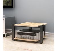 Soporte multimedia AV - Estantería audiovisual de madera, torre de rack estéreo para tocadiscos y consola de juegos, unidad de entretenimiento compacta para espacios pequeños