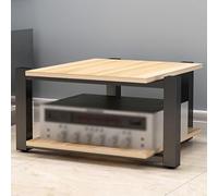 Soporte multimedia AV multicapa, torre estéreo HiFi para tocadiscos, amplificadores DAC, gabinete de estantería audiovisual, acabado natural, 40 cm