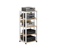 Soporte Multimedia AV Soporte for medios audiovisuales de 3, 4 y 5 niveles con ruedas, consola multimedia, gabinete HIFI con estantes ajustables, reproductor de discos de CD moderno Media(Weiß,109cm)