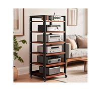 Soporte Multimedia AV Soporte for reproductor de DVD y CD con ruedas, soporte de torre for audio y video, mueble estéreo moderno y abierto for sala de estar. Media(Bruin)