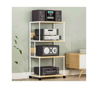 Soporte Multimedia AV Torre de audio con ruedas, soporte HIFI, reproductor de discos portátil, DVD, CD, consola de juegos, estantes, resistente, for el hogar y la oficina. Media(Weiß,4 Tier)