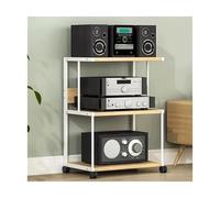 Soporte Multimedia AV Torre de audio con ruedas, soporte HIFI, reproductor de discos portátil, DVD, CD, consola de juegos, estantes, resistente, for el hogar y la oficina. Media(Weiß,3 Tier)