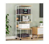 Soporte Multimedia AV Torre de audio con ruedas, soporte HIFI, reproductor de discos portátil, DVD, CD, consola de juegos, estantes, resistente, for el hogar y la oficina. Media(Weiß,5 Tier)