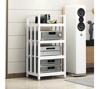 Soporte multimedia de 4 niveles para esquina de gran capacidad para audiovideo, centro de entretenimiento con capacidad para amplificadores, altavoces, reproductores de discos, estante de CD, marco de