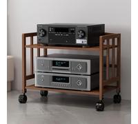 Soporte multimedia de alta fidelidad, ajustable, audiovisual, para esquina de TV y CD, estantes de juegos de altura ajustable, consola de torre AV (té, 20 x 21 pulgadas)