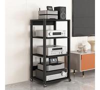 Soporte multimedia de audio para consolas de juegos, DVD y reproductores de discos, estante esquinero AV moderno de mediados de siglo para sala de estar y configuración de juegos