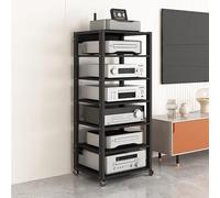 Soporte multimedia de audio para consolas de juegos, DVD y reproductores de discos, estante esquinero AV moderno de mediados de siglo para sala de estar y configuración de juegos