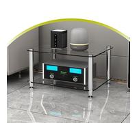 Soporte multimedia de vidrio de 4 niveles, racks HiFi, gabinete para componentes AV, rack estéreo con estante de vidrio templado, estantes abiertos para almacenamiento multimedia, gabinete estéreo (