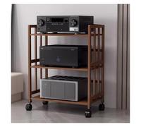 Soporte multimedia HiFi de 2/3/4/5 niveles, estante de audio ajustable para reproductor de CD y receptor estéreo, unidad de almacenamiento de componentes para oficina y hogar con ruedas y diseño de