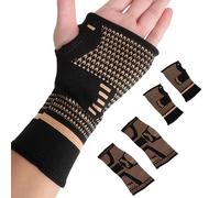 Soporte Muñeca y Tobillo de Cobre Set 4 Piezas, 2 Muñequeras + 2 Tobilleras Compresión Transpirable Muñequera de Compresión de Cobre Banda Deportiva para Gimnasio, Running, Baloncesto Hombre Mujer