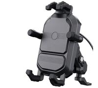 Soporte Navegación GPS Motocicleta Soporte Inalámbrico 15 W Teléfono Móvil Bicicleta Moto Cargador Absorción Impactos Bloqueo Luz Compatible Smartphones Navegación(Mirror Charger)