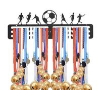Soporte organizador de premios de fútbol y fútbol con 12 ganchos, organizador de premios de montaje en pared para niños, adultos y atletas, perfecto para mostrar trofeos deportivos y reconocer