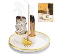 Soporte Palo Santo Quemador inciensos Incienso de Incienso Soporte Varilla Cerámica Quemador 3 en 1 para Salvia Blanca Soporte Palo Santo (Amarillo)