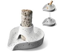 Soporte Palo Santo Quemador inciensos Incienso de Incienso Soporte Varilla Cerámica Quemador 3 en 1 para Salvia Blanca Soporte Palo Santo (Gris)