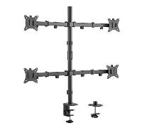 SOPORTE PANTALLA PARA MESA 17"-32" DOBLE BRAZO ARTICULADO SOPORTA 4 MONITORES VESA STANDARD HASTA 9KG