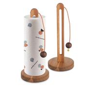 Soporte Papel Cocina de Madera de Acacia, con Colgador y Base Antideslizante. Ideal para Rollos Grandes y estándar, Cocina o Comedor. Portarollos Cocina
