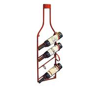 Soporte para 4 botellas de vino montado en la pared, soporte para botellas de vino, soporte para botellas de vino, metal, hierro, equipo de vino, estilo vintage, barra creativa, color rojo