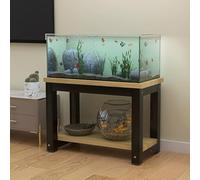 Soporte para Acuario, 70 cm de Altura, Estante de Almacenamiento de 2 Niveles, Tablero ecológico y Estructura de Acero, Gran Capacidad para acuarios y exhibición de Flores (Beige, 100 x 50 c