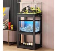 Soporte para Acuario con Estante de Almacenamiento, Soportes para Terrarios de 3 Niveles, Mueble Acuario para Sala de Estar Oficina, Estructura Metálica(Black,71x40x100cm)
