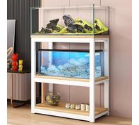 Soporte para Acuario con Estante de Almacenamiento, Soportes para Terrarios de 3 Niveles, Mueble Acuario para Sala de Estar Oficina, Estructura Metálica(White,81x45x100cm)