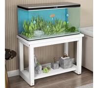 Soporte para Acuario, Soporte para Pecera con Espacio de Almacenamiento, Mueble Acuario de Dos Niveles para Terrarios, Estructura Metálica, para Salón(White,60x35x50cm)