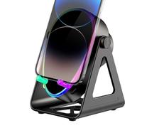 Soporte para altavoz de inducción: soporte para teléfono de 2000 mAh, amplificador de audio con sonido claro, ambiente adicional con luz colorida, diseño estable de accesorios de escritorio, transmisi
