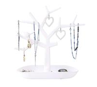 Soporte para árbol de joyería Caja de almacenamiento joyería, soporte for pendientes, exhibición y colgador llaves, diseño creativo, pájaro en forma árbol, 1 ud(1PC Tree white)