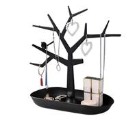 Soporte para árbol de joyería Caja de almacenamiento joyería, soporte for pendientes, exhibición y colgador llaves, diseño creativo, pájaro en forma árbol, 1 ud(1PC Tree black)