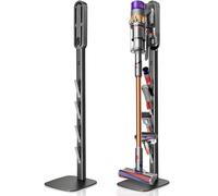Soporte para aspiradora, compatible con Dyson Gen5, V15, V12, V11, V10, V8, V7, V6, soporte de suelo de metal con 4 ganchos, base estable, soporte sin taladros para almacenamiento de accesorios