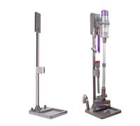 Soporte para aspiradora Dyson V15 V12 V11 V10 V8 V7, soporte para accesorios soporte de tubo de aluminio estable con ranura para cables, no requiere taladrar, alta estabilidad, color gris