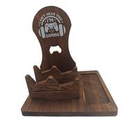 Soporte para auriculares de madera natural para configuración de juegos, diseño vertical delicado, estructura resistente, solución de gestión de cables, soporte de accesorios delicados para juegos