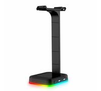 Soporte para auriculares RGB con puerto tipo C, 2 puertos de carga USB, diseño seguro y estable para Bose, Beats, AKG, compatibilidad universal,