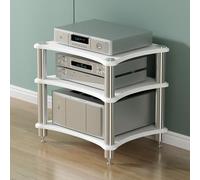 Soporte para AV Ma de 3 niveles, estante esquinero de madera para el hogar/oficina, armario y soporte para reproductor de CD, color blanco (60 x 50 x 60 cm), perfecto para uso en teatro y DJ