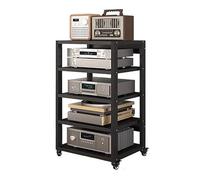 Soporte para AV rodante, estante de medios resistente de 5 niveles, estantes de almacenamiento ajustables para equipos de cine en casa, componentes de TV, organizador de consola de juegos, 19 pulgadas