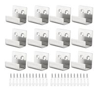Soporte para Azulejos Pared 12Pcs Gancho para Colgar Espejo en la Pared Soporte Espejo Pared Pesado de Acero Inoxidable Cepillado para Colgar Imágenes Espejos Lienzos Ropa(Plata,Ancho Interior 21mm)