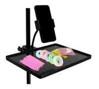 Soporte para bandeja de pestañas de 10.6 x 8 pulgadas, organizador de pestañas ajustable para anillo de luz, organizador de clip con soporte para teléfono, bandejas de pestañas funcionales para Lash