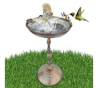 Soporte para baño de pájaros al aire libre, cuenco de alimentación de agua independiente, escultura de jardín de hierro antiguo para colibríes y periquitos, patio decorativo para pájaros y animales