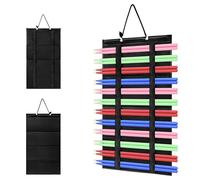Soporte para baquetas que se suspende, pantalla de baquetas adaptable, organizador de baquetas plegable, poliéster negro, capacidad de doce pares, diseño plegable compacto fácil de almacenar