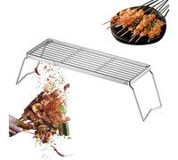 Soporte para barbacoa: acero inoxidable de 15,75 pulgadas | Parrilla plegable para barbacoa | Soporte de alambre | Soporte para barbacoa para pollo, carne, verduras y más durante el camping