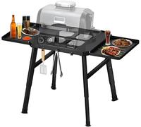 Soporte para barbacoa para horno exterior Ninja Woodfire serie y soporte para barbacoa, soporte móvil para Ninja Woodfire con mesa auxiliar, soporte para horno de pizza, accesorio para barbacoa