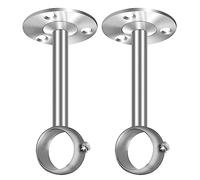 Soporte para barra de cortina de techo, 32 mm, 1 1/4 pulgadas, color plateado, resistente, soporte para barra de cortina, armario, barra de ropa, colgadores para ventanas, cortinas de ducha, 2