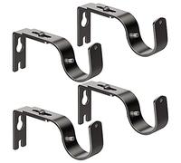 Soporte para barra de cortina, juego de 4 soportes ajustables negros resistentes para cortinas, ganchos de pared con tornillos