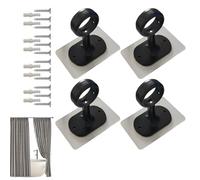 Soporte Para Barra De Cortinas De Montaje En Techo, Colgadores De Varilla Telescopica Para Armario Y Techo, 4 Piezas Adhesivos Sin Taladro 25-32 mm Adecuado Para Baño Alquiler Hogar Apartamento Reside