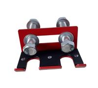 Soporte para barra de sentadillas, colgador doble para barra de rizos, ahorro de espacio para rack de energía, garaje, gimnasio, bar, almacenamiento, color rojo