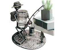 Soporte para barra de vidrio | Pescador divertido a prueba de óxido | Portavasos pequeño Decoración de la muerte - Oficina en el hogar Restaurante Bar Suministros Hombres Padre Marido Regalo de cumple