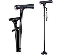 Soporte para bastón, bastones plegables con linterna LED, alarma SOS, extensible, ayuda para caminar ajustable de 86 a 96 cm, para personas mayores, hombres y mujeres