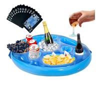 Soporte para bebidas inflable | Soporte portátil de 9 agujeros | Con cartas de juego, mesa de flotante, diseño de flotador de agua de verano, mantiene tu bebida cerca mientras nadas agua para
