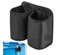 Soporte para bebidas para piscina al aire libre, soporte para bebidas junto la piscina, parte inferior hueca, bolsillo para pasamanos para cerveza, juguetes, protector solar, Black, Refer to